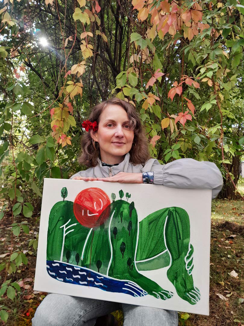 Lina Sasnauskaitė, artist and designer of the wool rug Sunrise.