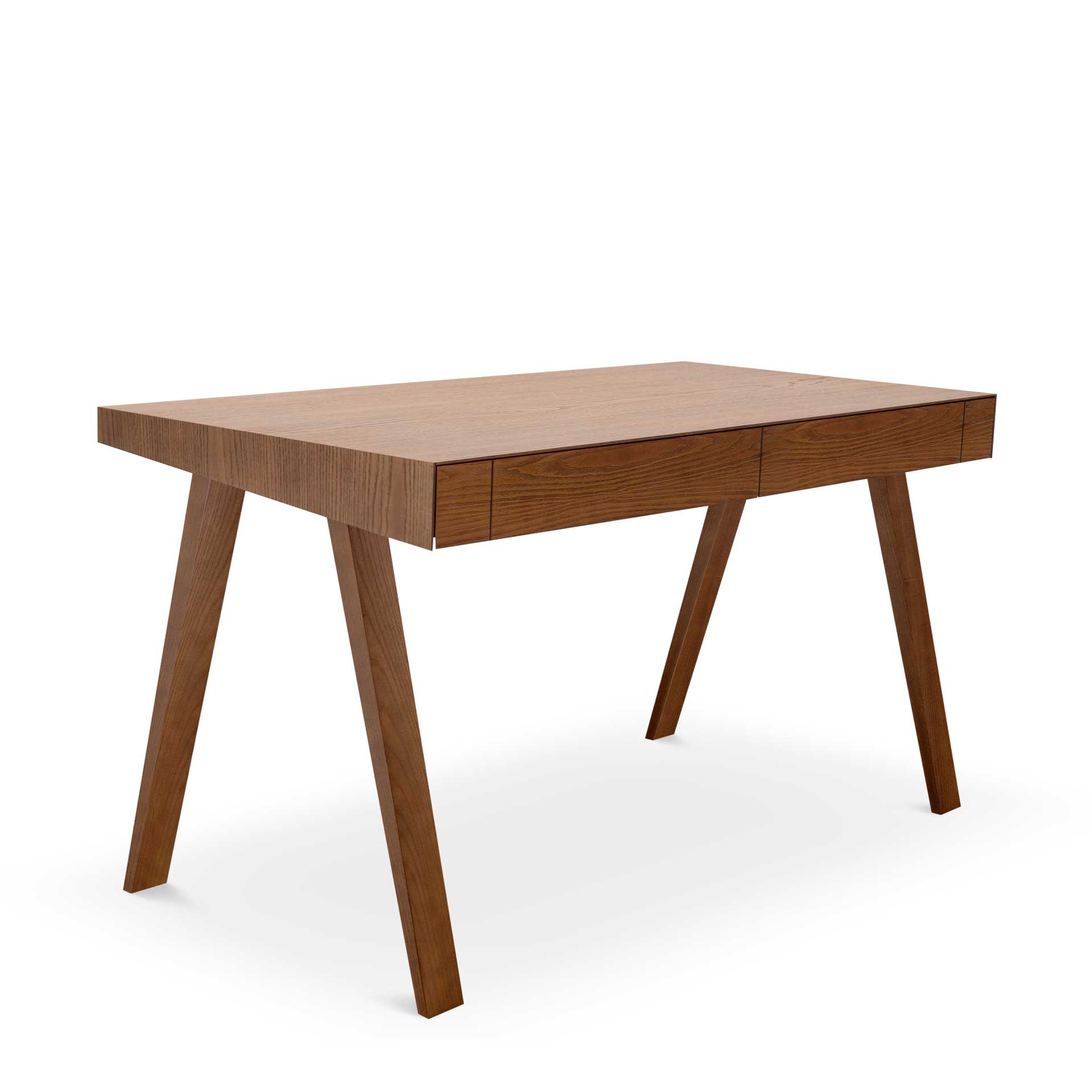 4.9 desk - wooden designer desk with 2 drawers. Colour: brown wood